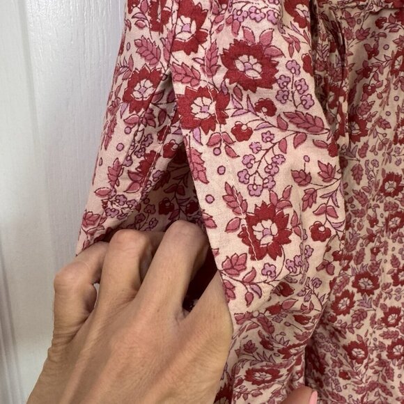 Faherty Adella Floral Jumpsuit Size XS Red Pink Pockets Resortwear - Picture 10 of 15